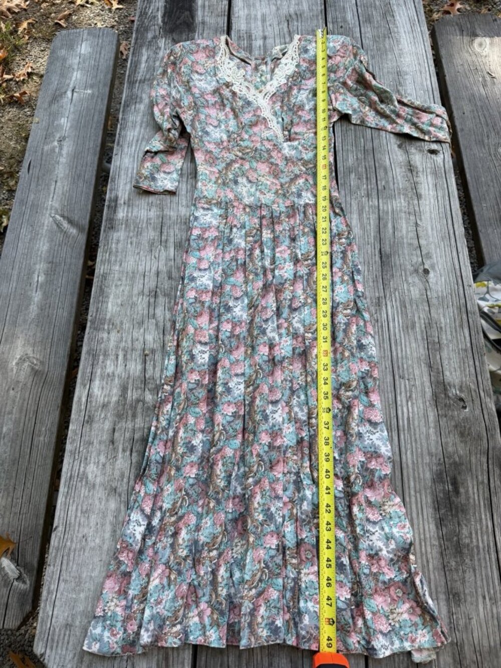 Vintage 80s All That Jazz floral cottagecore Victorian prairie midi lace dress 6 - Picture 8 of 10